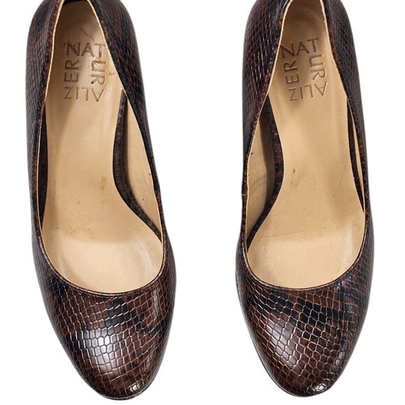 Nine West Faux Snakeskin Platform Heels Size 5.5 US Brown - Picture 1 of 5